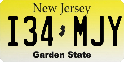NJ license plate I34MJY