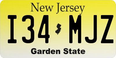 NJ license plate I34MJZ