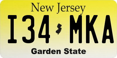 NJ license plate I34MKA