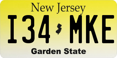 NJ license plate I34MKE