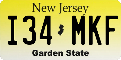 NJ license plate I34MKF