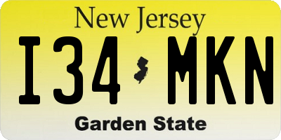 NJ license plate I34MKN