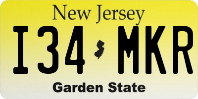 NJ license plate I34MKR