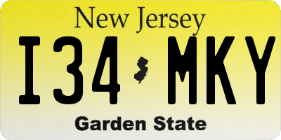 NJ license plate I34MKY