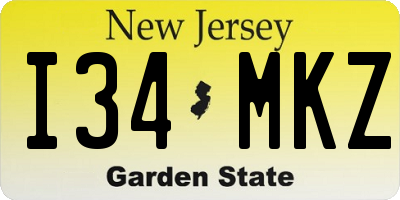 NJ license plate I34MKZ