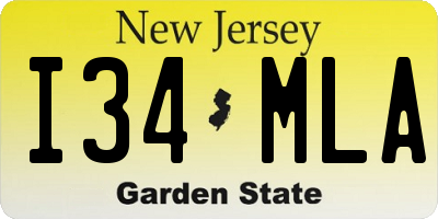NJ license plate I34MLA