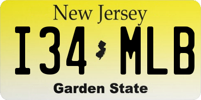 NJ license plate I34MLB