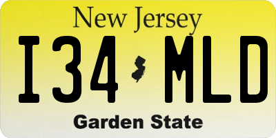 NJ license plate I34MLD