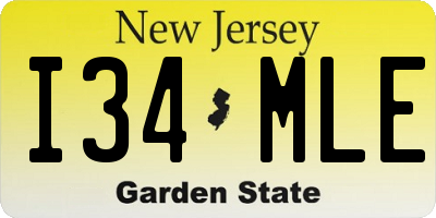 NJ license plate I34MLE