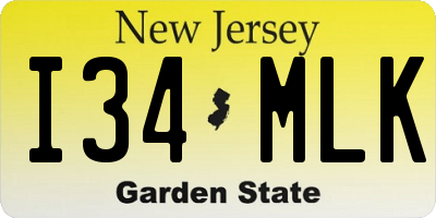 NJ license plate I34MLK