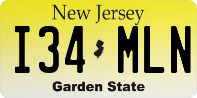 NJ license plate I34MLN
