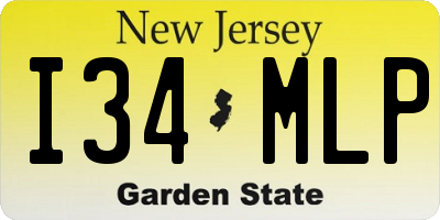 NJ license plate I34MLP