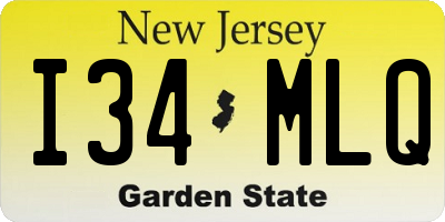 NJ license plate I34MLQ