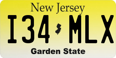 NJ license plate I34MLX