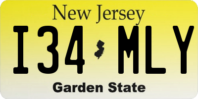 NJ license plate I34MLY