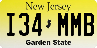 NJ license plate I34MMB
