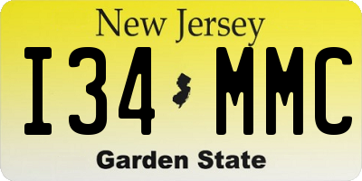 NJ license plate I34MMC