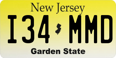 NJ license plate I34MMD
