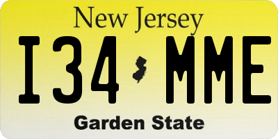 NJ license plate I34MME