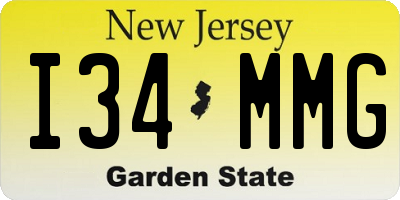 NJ license plate I34MMG