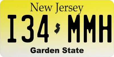 NJ license plate I34MMH