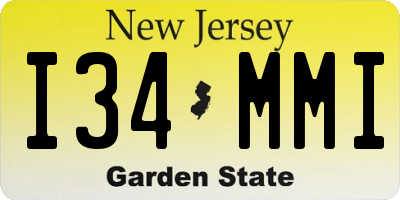 NJ license plate I34MMI
