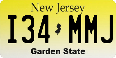 NJ license plate I34MMJ