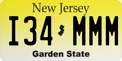 NJ license plate I34MMM