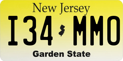 NJ license plate I34MMO