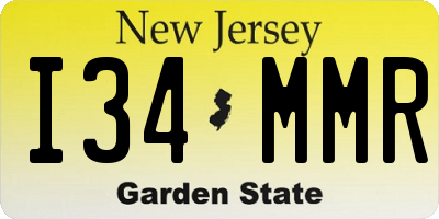 NJ license plate I34MMR