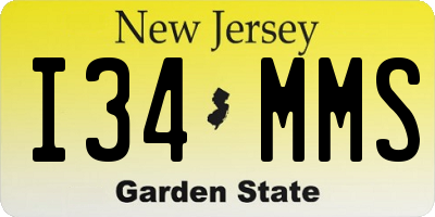 NJ license plate I34MMS