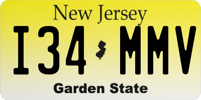 NJ license plate I34MMV