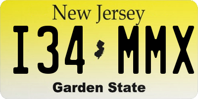 NJ license plate I34MMX
