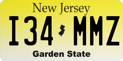 NJ license plate I34MMZ