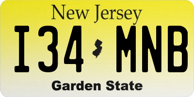 NJ license plate I34MNB