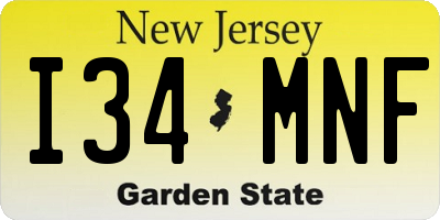NJ license plate I34MNF