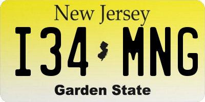 NJ license plate I34MNG