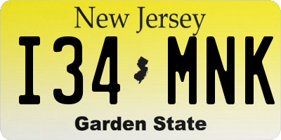 NJ license plate I34MNK