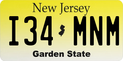 NJ license plate I34MNM