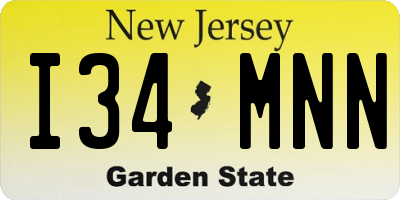 NJ license plate I34MNN