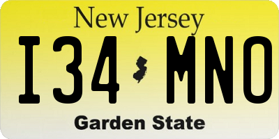 NJ license plate I34MNO