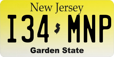 NJ license plate I34MNP