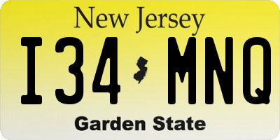 NJ license plate I34MNQ