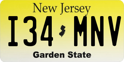 NJ license plate I34MNV
