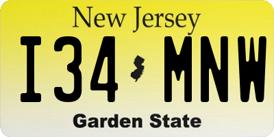 NJ license plate I34MNW