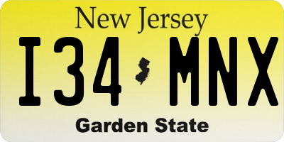 NJ license plate I34MNX