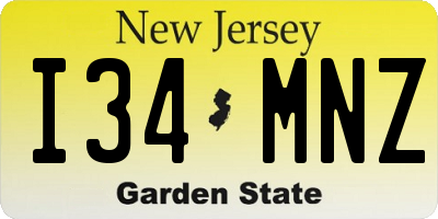 NJ license plate I34MNZ