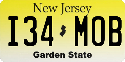 NJ license plate I34MOB