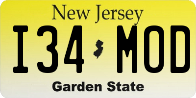 NJ license plate I34MOD
