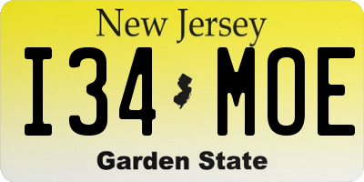 NJ license plate I34MOE